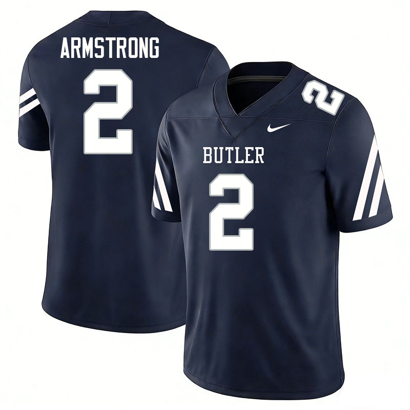 Butler Bulldogs #2 Mason Armstrong College Football Jerseys,Uniforms-Navy
